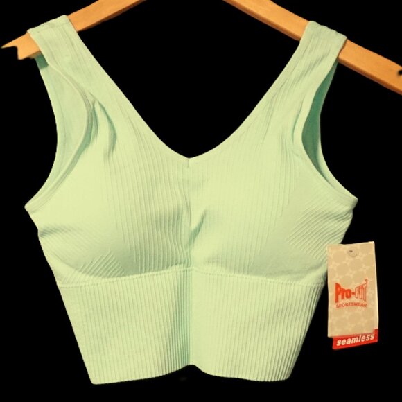 Pro-Fit Sea Green Sports Bra Wide Bottom Band Ribbed Fabric Women’s Small - Picture 1 of 5
